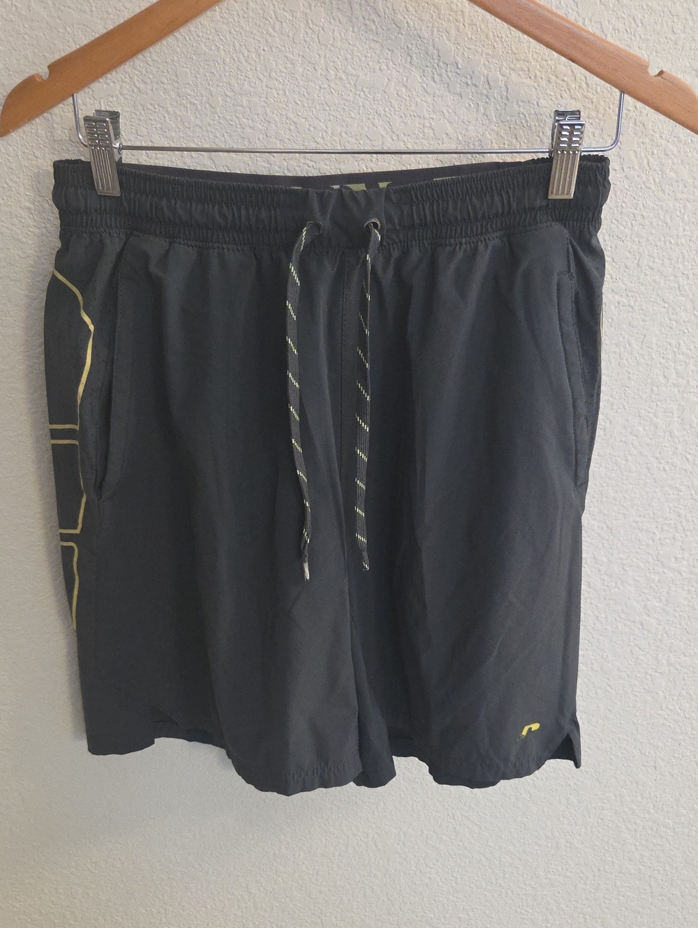 Russell Athletic Black Athletic Shorts with Yellow Accents